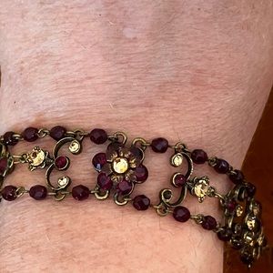 Vintage Michael Negrin Signed Beaded Victorian Lace Bracelet